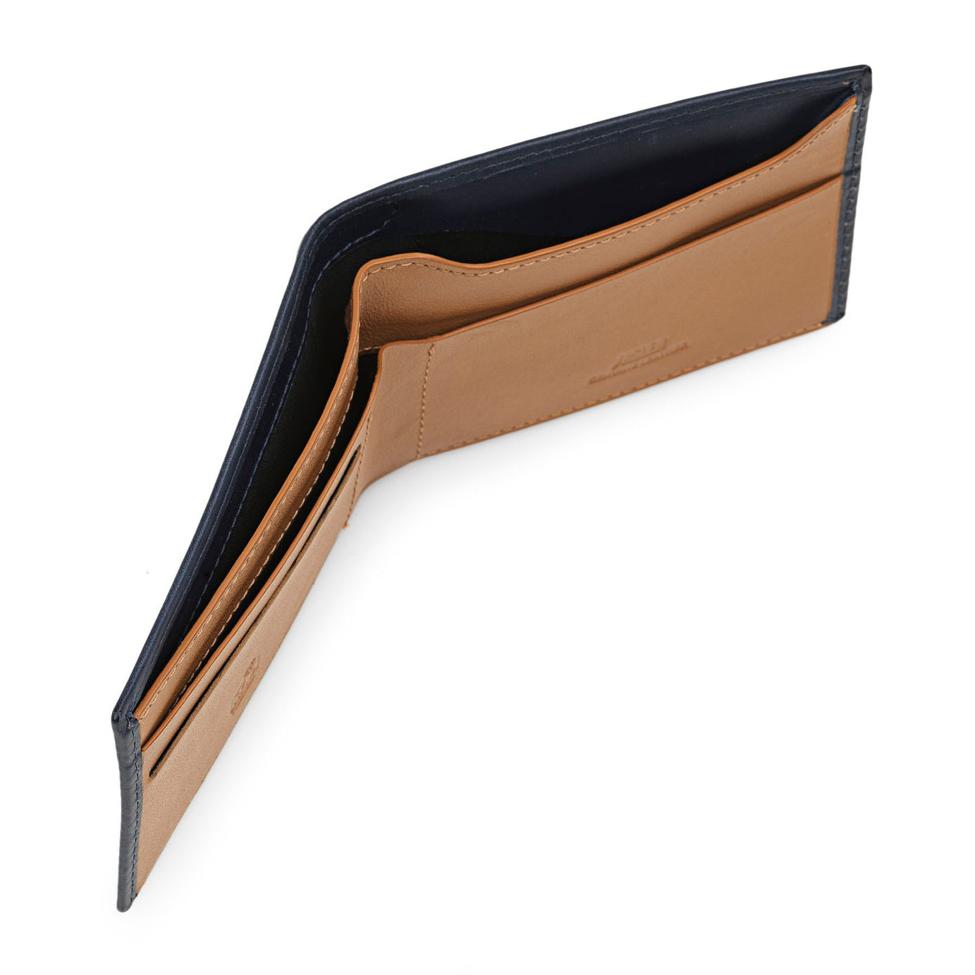 Cartera Hombre Piel Jaslen Lyon Azul Marino-Camel