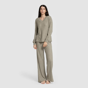 Pantalón largo polyamide canalé mujer