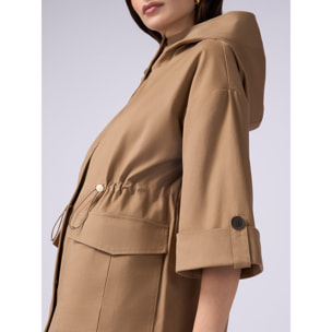 Oltre - Parka over in cotone con cappuccio - Beige