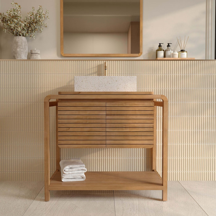 Meuble de salle de bain en bois de teck 90 cm - Lucette