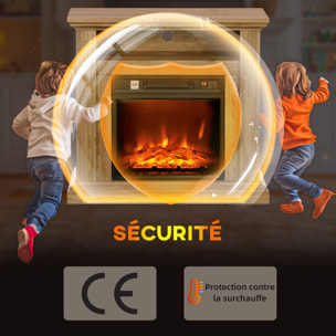 Cheminée électrique style montagnard aspect bois - niche, télécommande, timer - max. 1800W