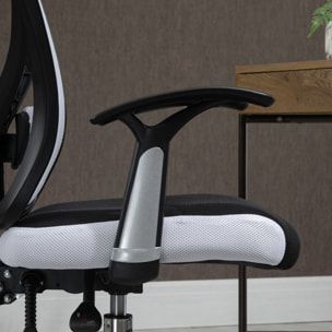 Vinsetto Chaise de bureau manager grand confort réglable dossier inclinable piètement chromé tissu maille polyester blanc noir