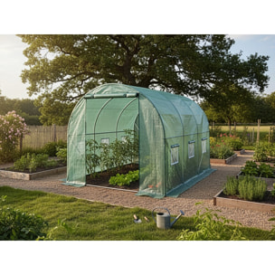 Serre tunelle de jardin 3 x 2 m  "Lys" - 6 m² - 130g - Vert