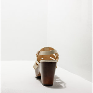 Sandalias con tacón S3271 RESTORED SKIN CREAM/ ST.LAURENT SANDAL color Cream