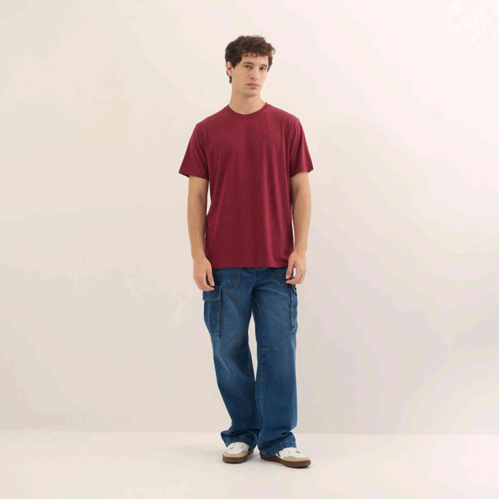 Camiseta Básica Algodón Orgánico Granate ESSENTIALS T-SHIRT WINE