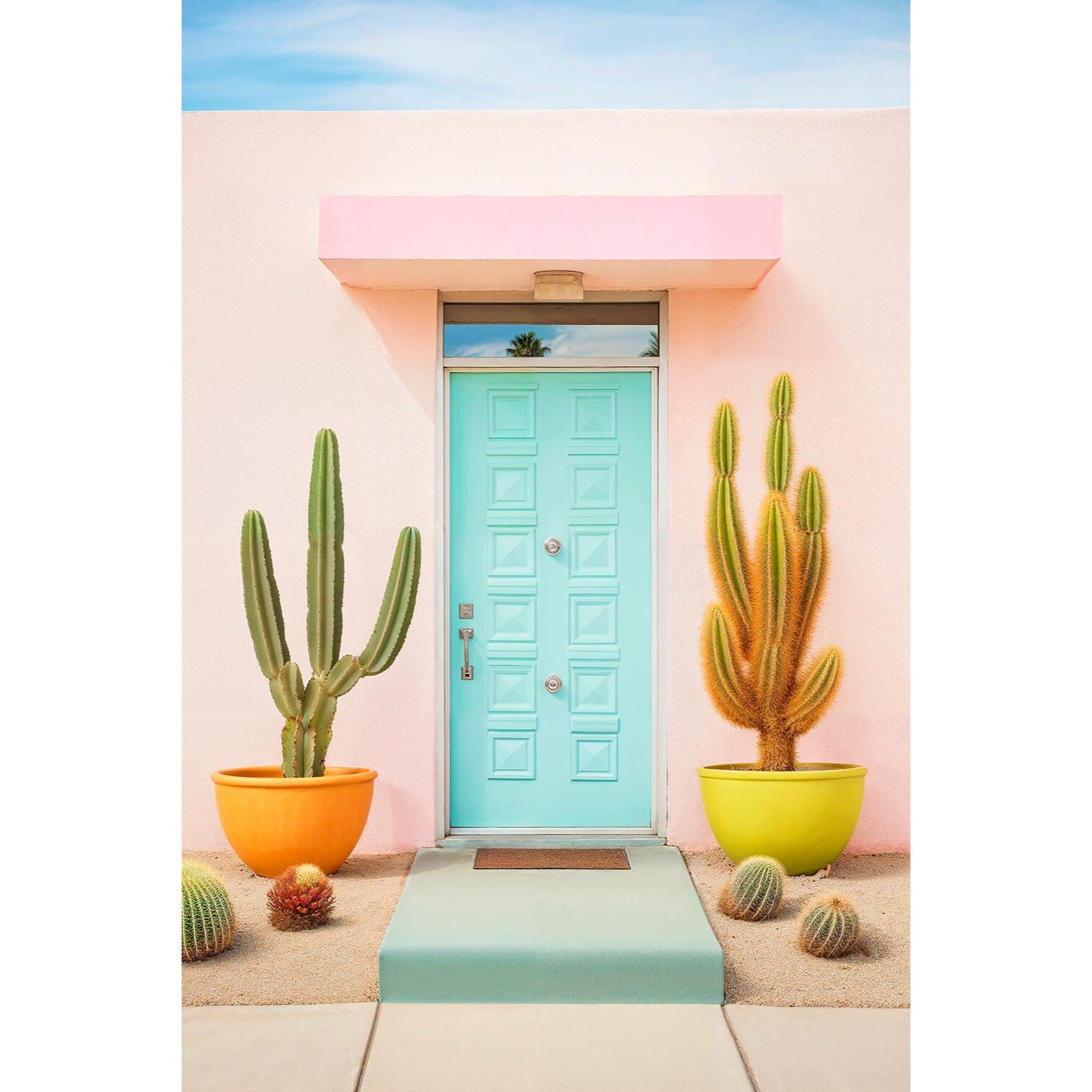 Tableau pour decoration porte bleue palm springs  Toile imprimée