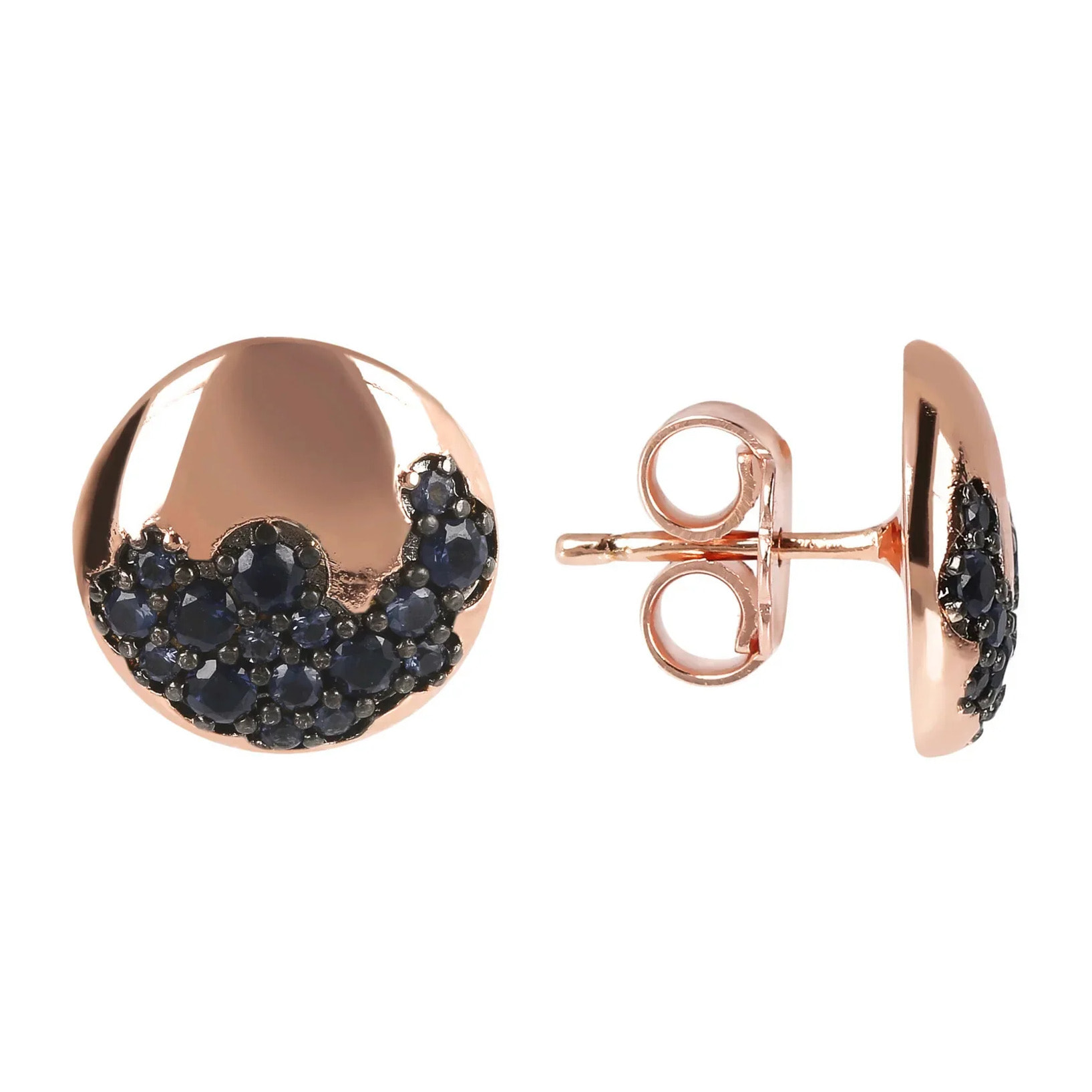 Orecchini a Bottone con Pavé in Cubic Zirconia Bianche