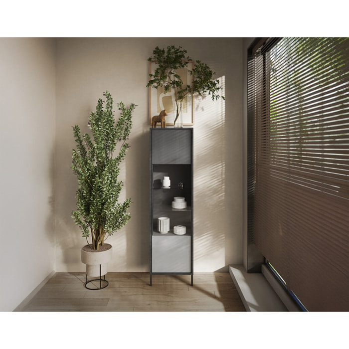Jules - vitrine - 1 porte - 55x203 cm - Gris