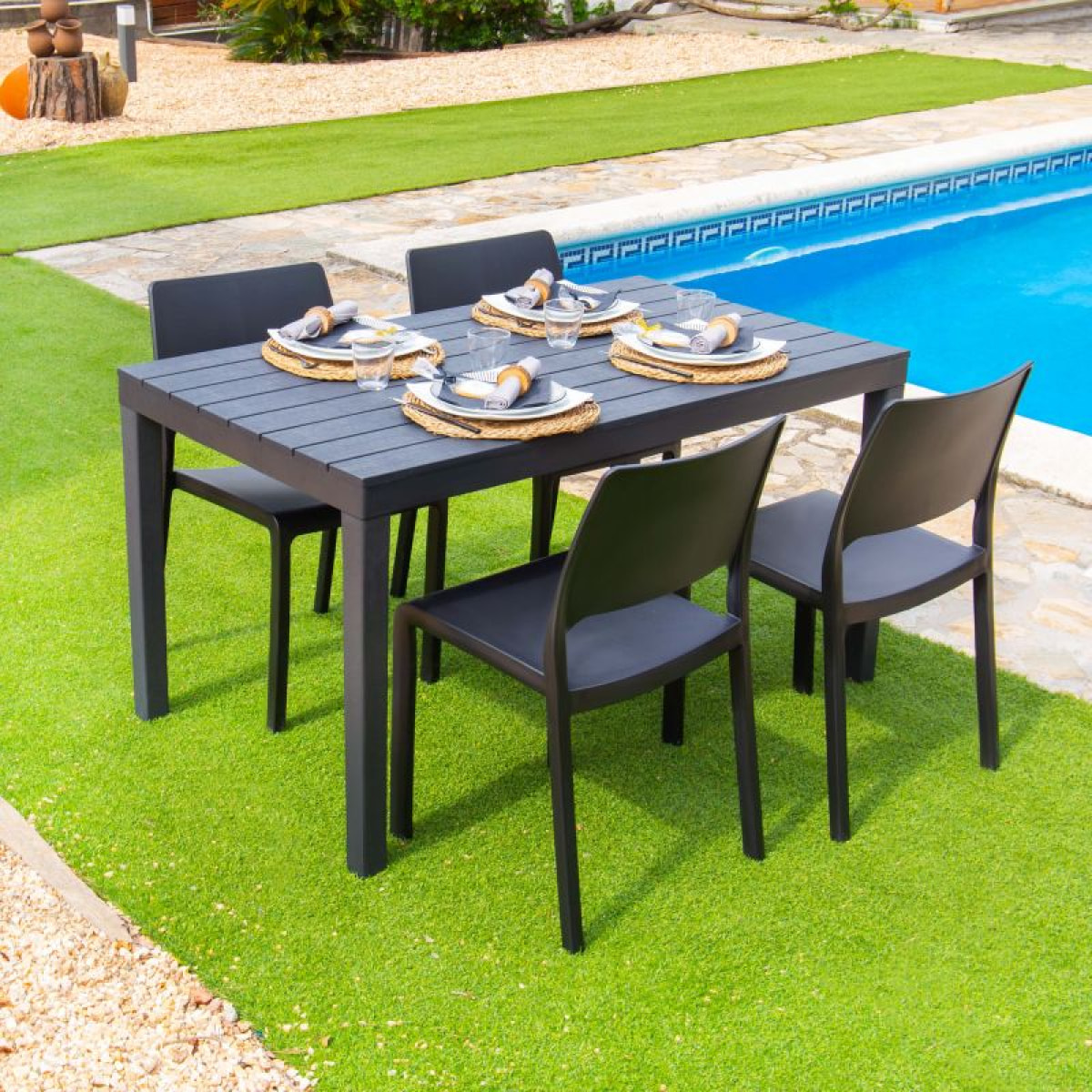 Mesa de exterior Ohana Antracita