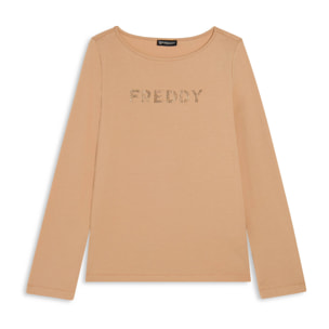 T-shirt a maniche lunghe in jersey con logo FREDDY in strass