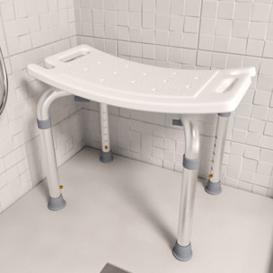 Sgabello Doccia Sedile Vasca Da Bagno Altezza Regolabile In 6 Posizioni Piedini Antiscivolo Portata Max 120 Kg 50 x 30 Cm Bianco