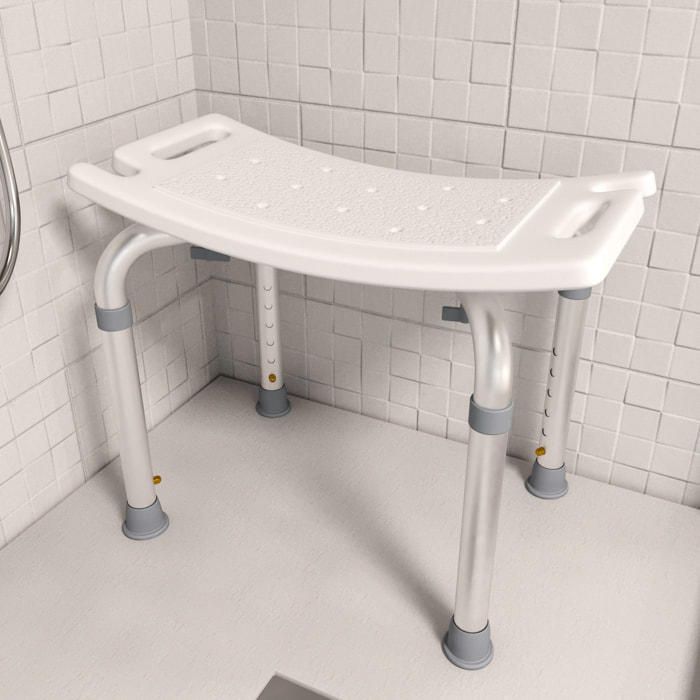 Sgabello Doccia Sedile Vasca Da Bagno Altezza Regolabile In 6 Posizioni Piedini Antiscivolo Portata Max 120 Kg 50 x 30 Cm Bianco
