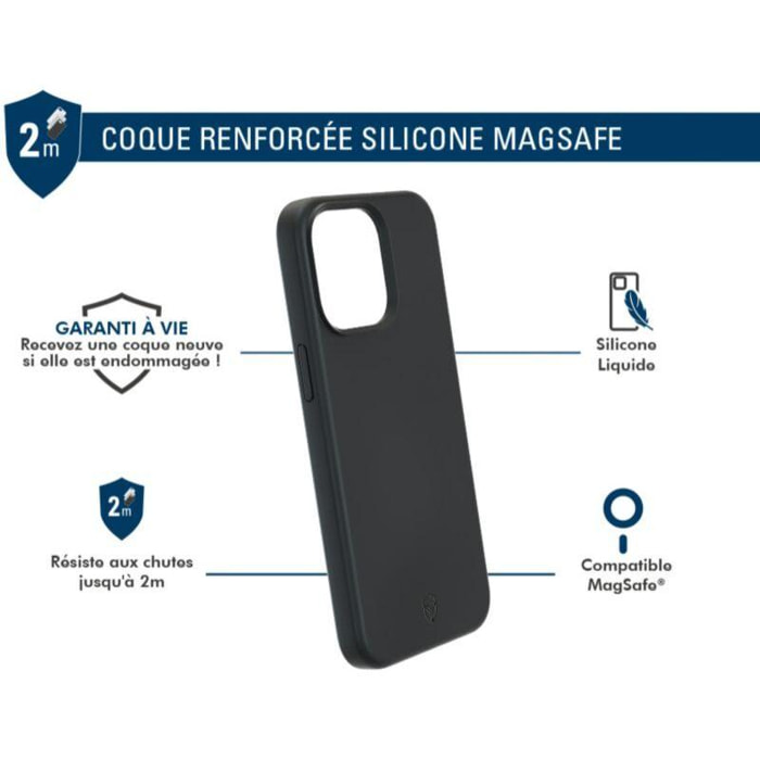 Coque FORCE CASE Iphone 15 Pro MagSafe sillicone Noir