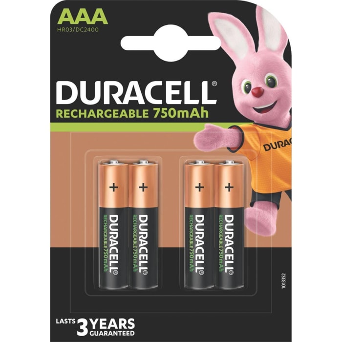 Pile rechargeable DURACELL AAA/LR03 PLUS POWER 750 mAh, x4