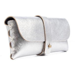 Argelato mini borsa a mano / portafoglio donna. Vera pelle scamosciata lucida laccata.