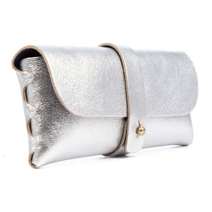 Argelato mini borsa a mano / portafoglio donna. Vera pelle scamosciata lucida laccata.