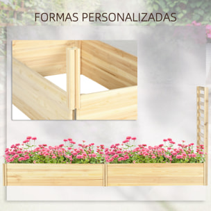 Jardinera Exterior Grande de Madera Jardinera con Celosía para Plantas Trepadoras y 2 Cajas de Cultivo para Patio Terraza Balcón 230x60x110 cm Natural