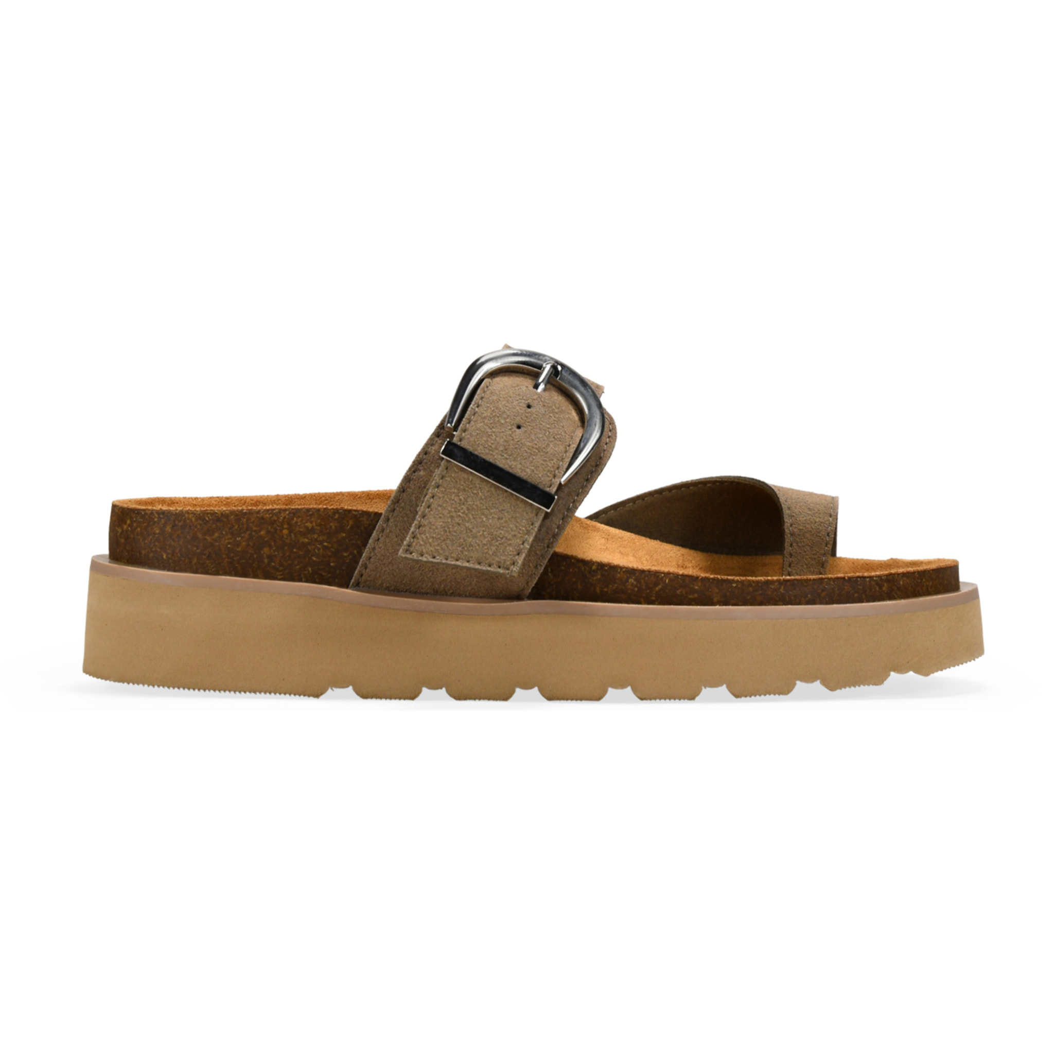 Sandalias de dedo arena piel con hebilla