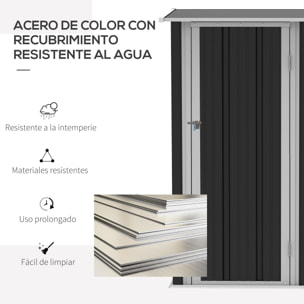 Caseta Jardín 1,07 m² 142x84x189 cm Acero Galvanizado con Puerta Cerradura Gris