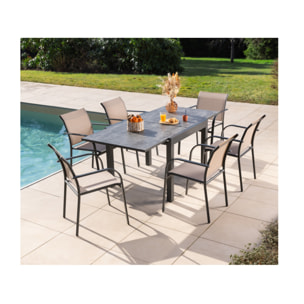 Ensemble table et chaises de jardin  - Lin - HONFLEUR BEZIERS ARDOISE
