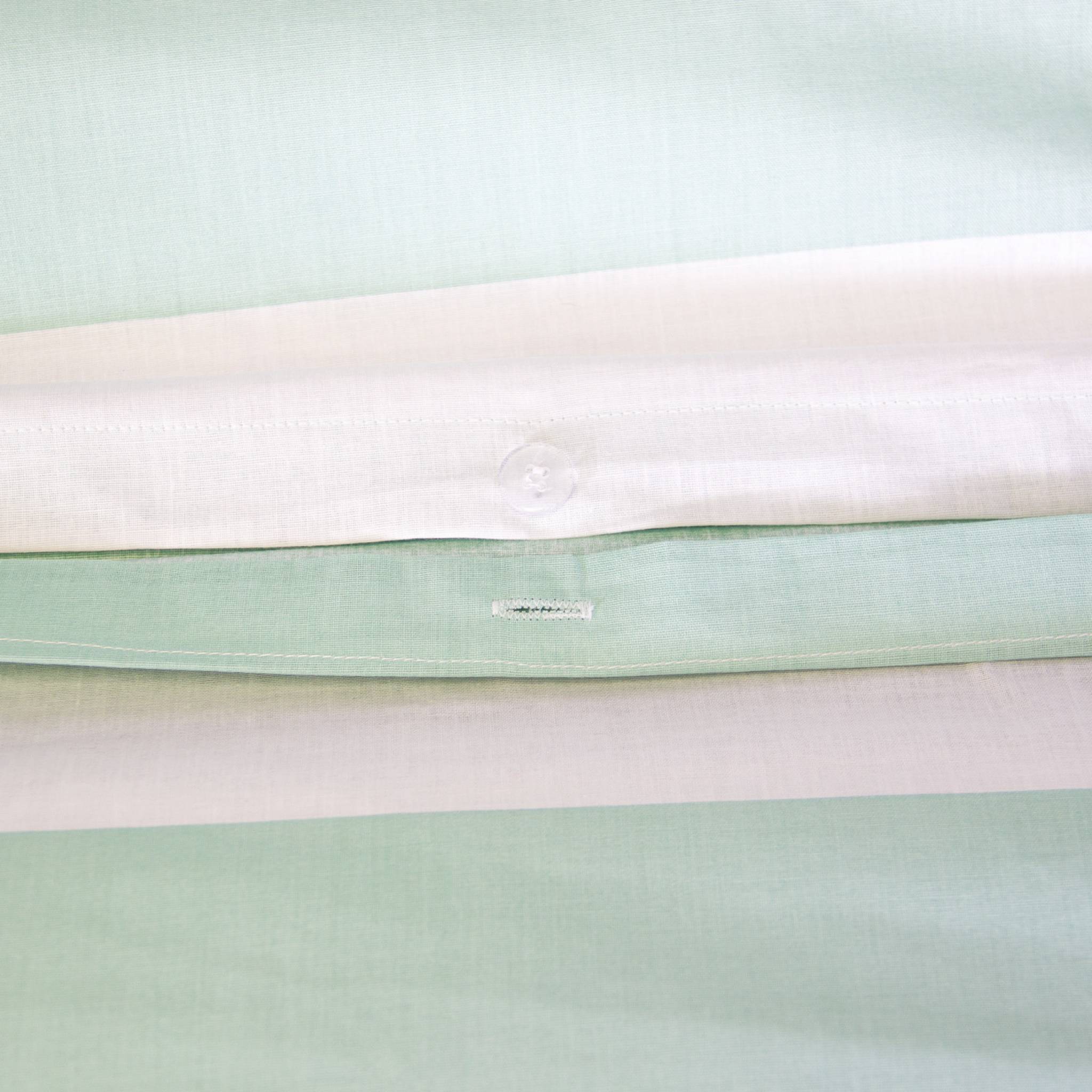 Parure de lit coton motifs rayures 2 places blanc et vert TENDORA