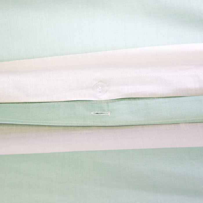Parure de lit coton motifs rayures 2 places blanc et vert TENDORA