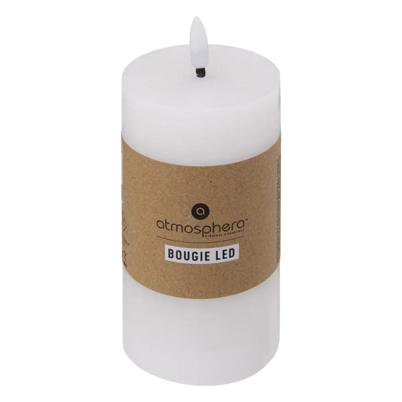 Bougie ronde LED Molia 7x15cm blanc