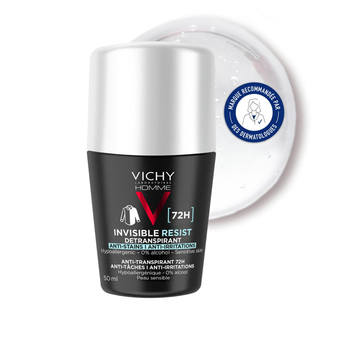 Vichy Homme Dermo-détranspirant Invisible Protect 72h anti-taches anti-irritations 50ml