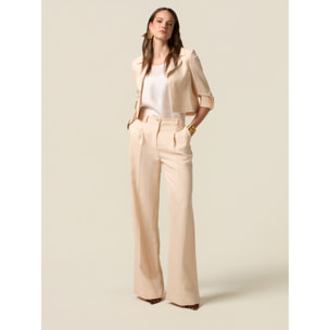 Oltre - Pantaloni palazzo misto lino - Rosa