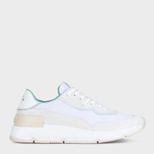 SNEAKER HOMBRE P06 DE MESH ANTE Y PIEL EFECTO ESPEJO BLANCO