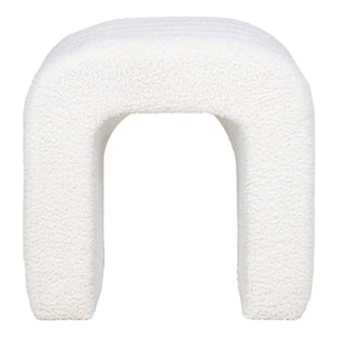 Pouf Colma in bouclé bianco forma arcata 42x41x36 cm
