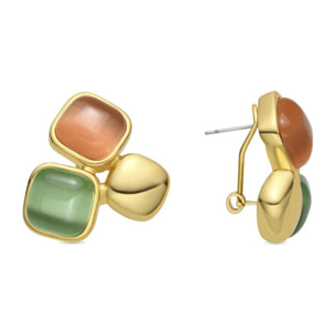 Pendientes con Ojo de Gato Multicolor acabado oro 18k