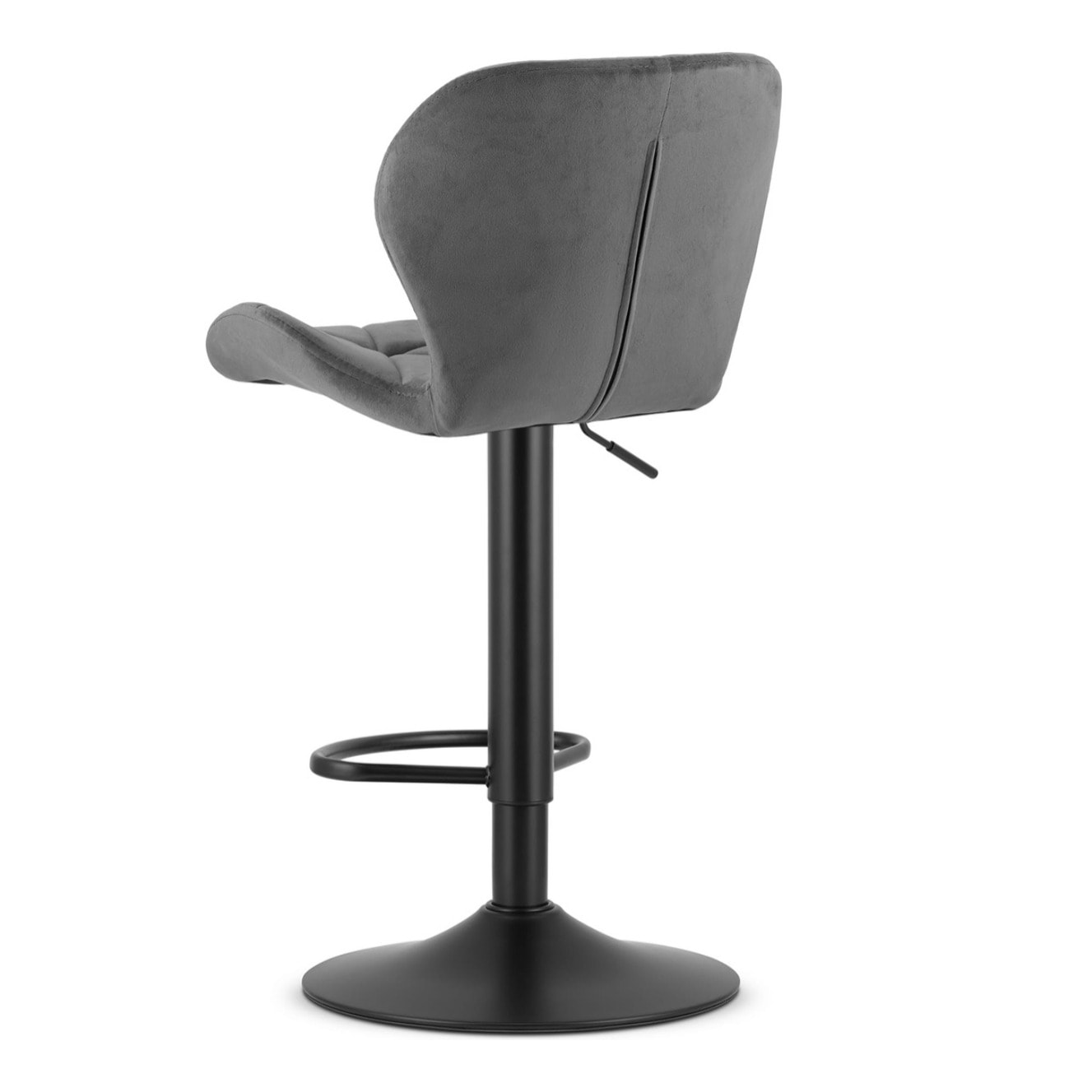 Sgabello da bar West in velluto grigio con base nera