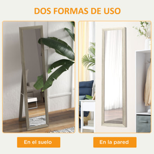 Espejo de Cuerpo Entero 37x157 cm Espejo de Pie Espejo de Pared Forma Rectangular con Marco de Madera Decorativo para Salón Dormitorio Pasillo Gris