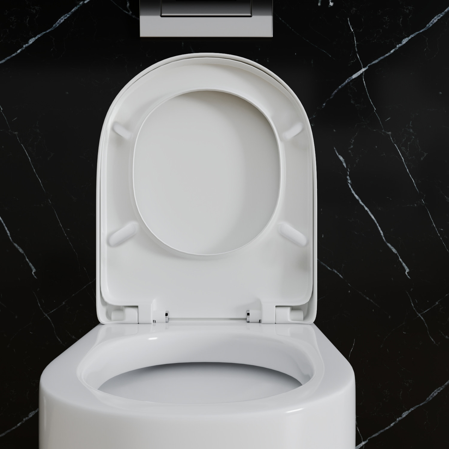 Sedile WC Copriwater Tavoletta UNIVERSALE Rapido Montaggio Soft Close Chiusura Ammortizzata In Plastica Antibatterica 458x361 Mm Bianco Forma D