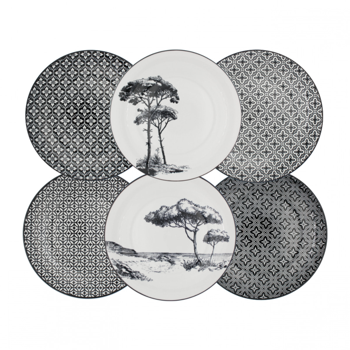 Lot de 6 petites assiettes, VILLA LES PINS