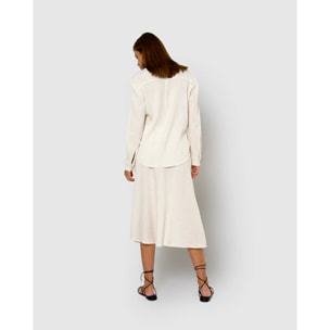 Falda midi evasé algodón lino natural