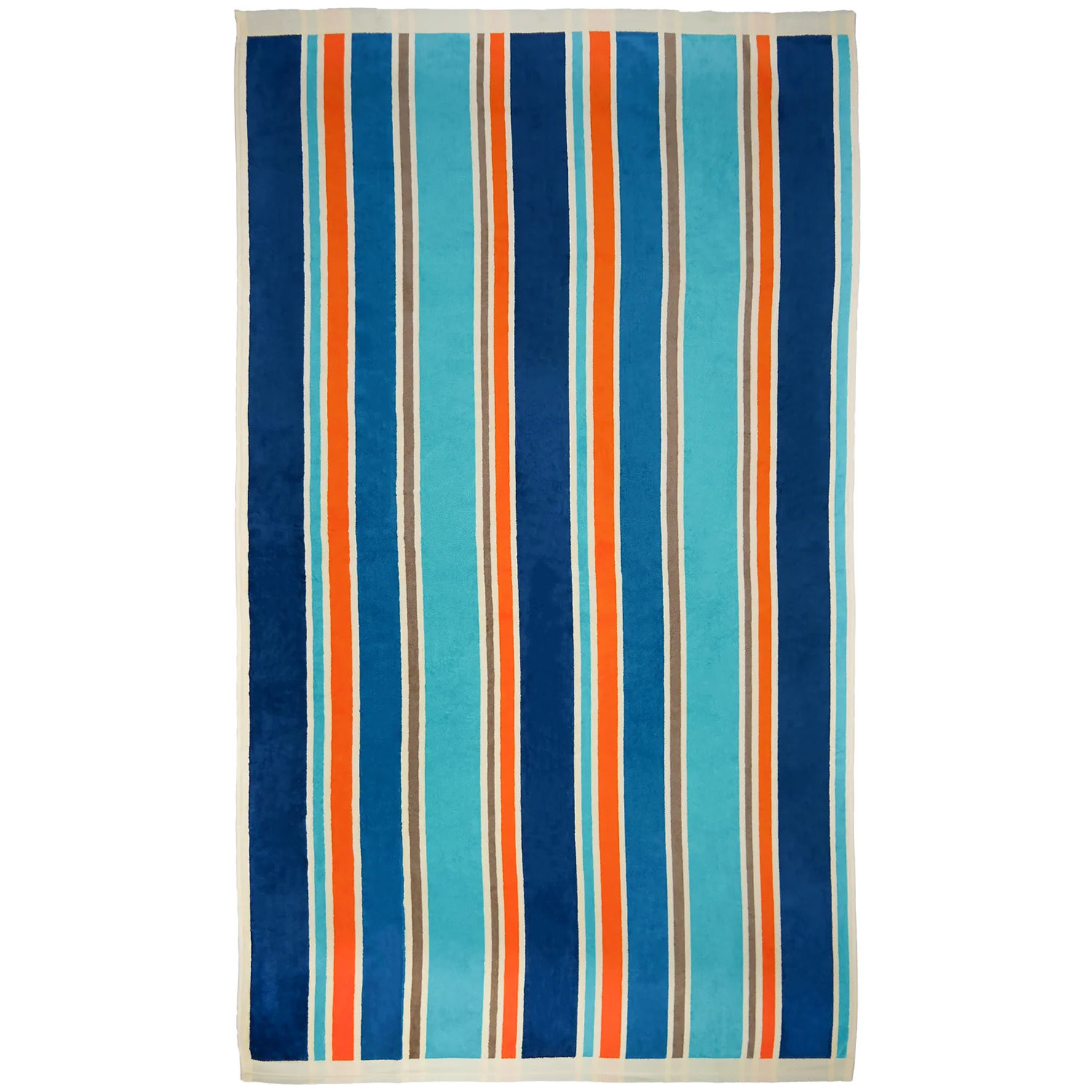 Serviette de plage éponge velours Jacquard Bleu 100x175 470g/m² - Zamora
