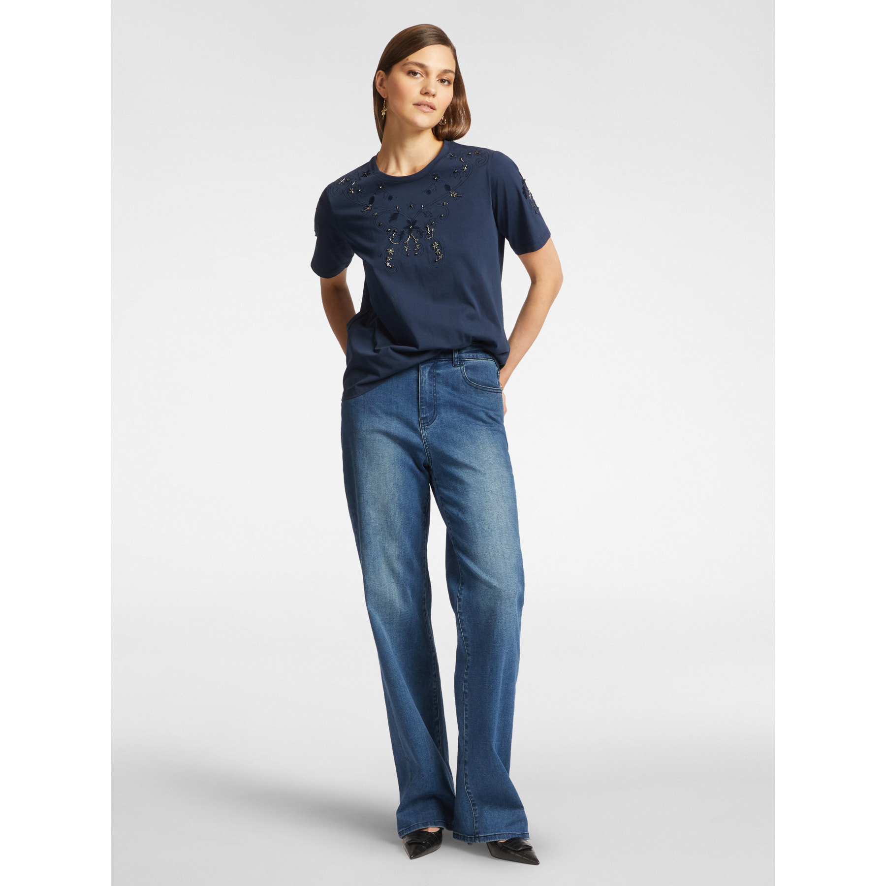 Elena Mirò - Camiseta bordada - Azul