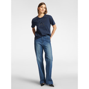 Elena Mirò - Camiseta bordada - Azul