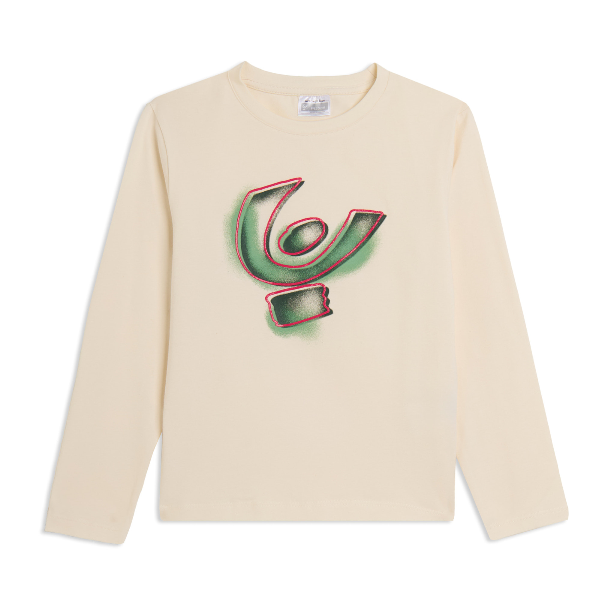 T-shirt Junior manica lunga con maxi logo effetto spray