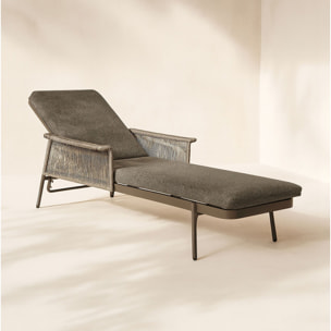 Lot de 2 chaises longues en aluminium et tissu moka MADRAGUE