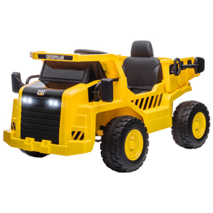 AIYAPLAY Camion Giocattolo Licenza Caterpillar con Telecomando, Fari, Secchio e Pala, 110x70.5x61.5 cm, Giallo