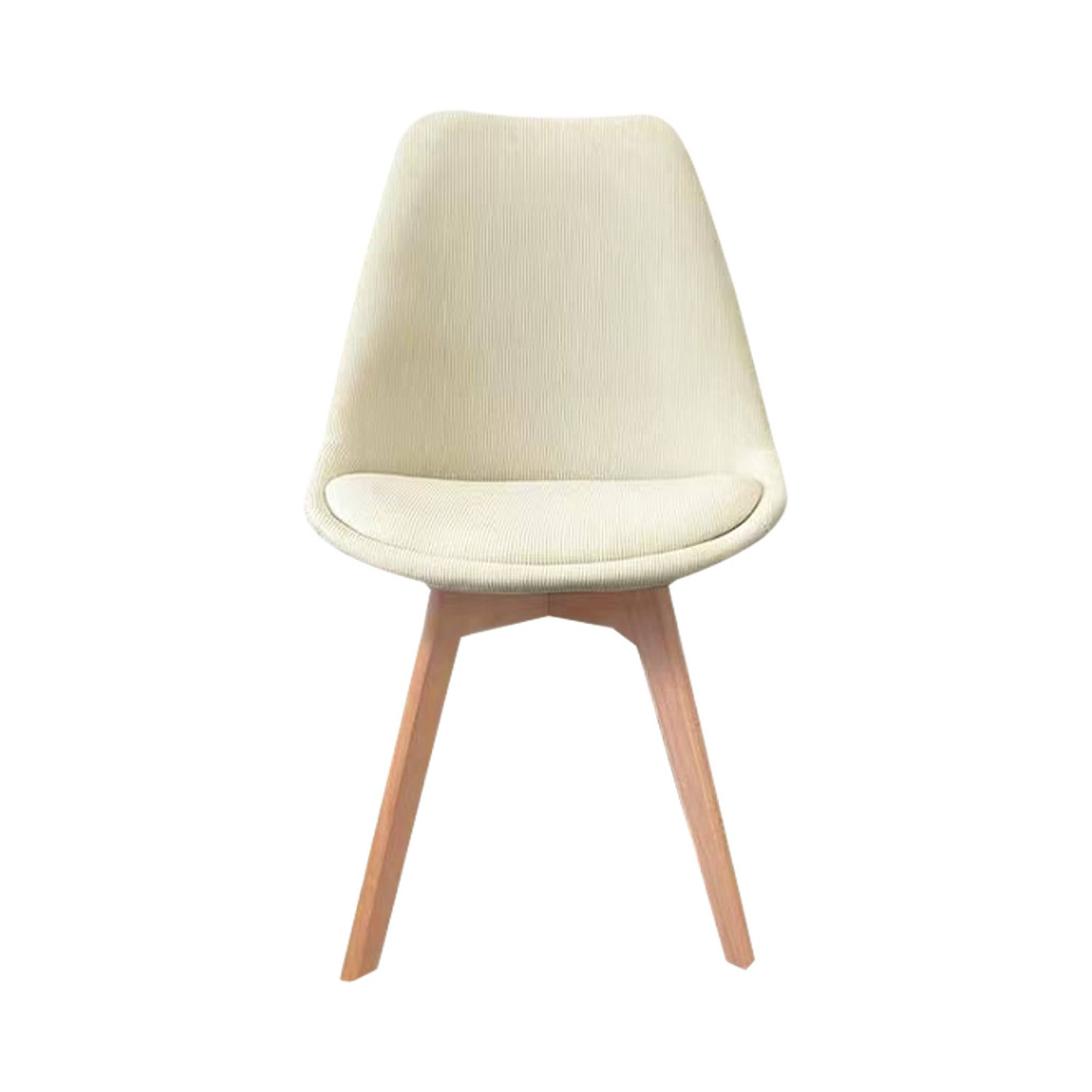 Lot de 4 chaises scandinaves revêtement velours côtelé blanc cassé. pieds bois de hêtre - Nils
