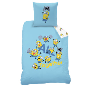 Parure de lit imprimée 100% coton, LES MINIONS FÊTE