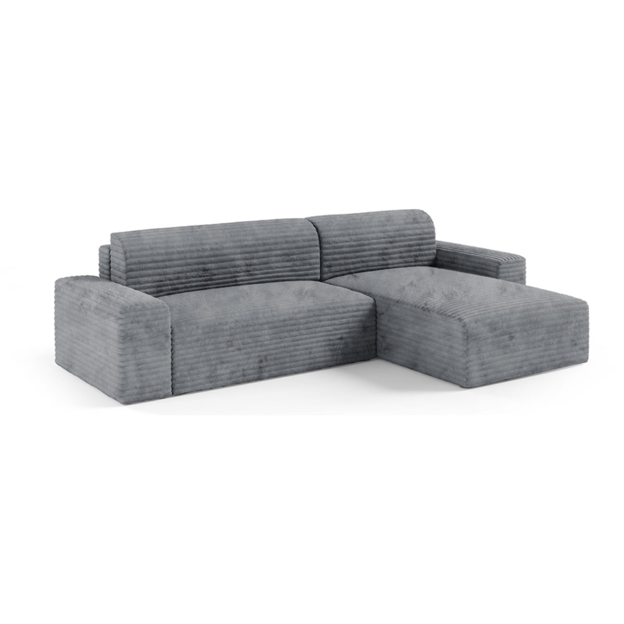EDEN - Canapé d'angle convertible et réversible 4 places en côtelé gris