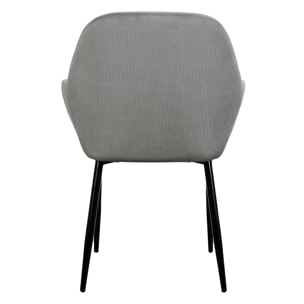Fauteuil Giulia Gris Fonce Velours Cotele - Lot De 2