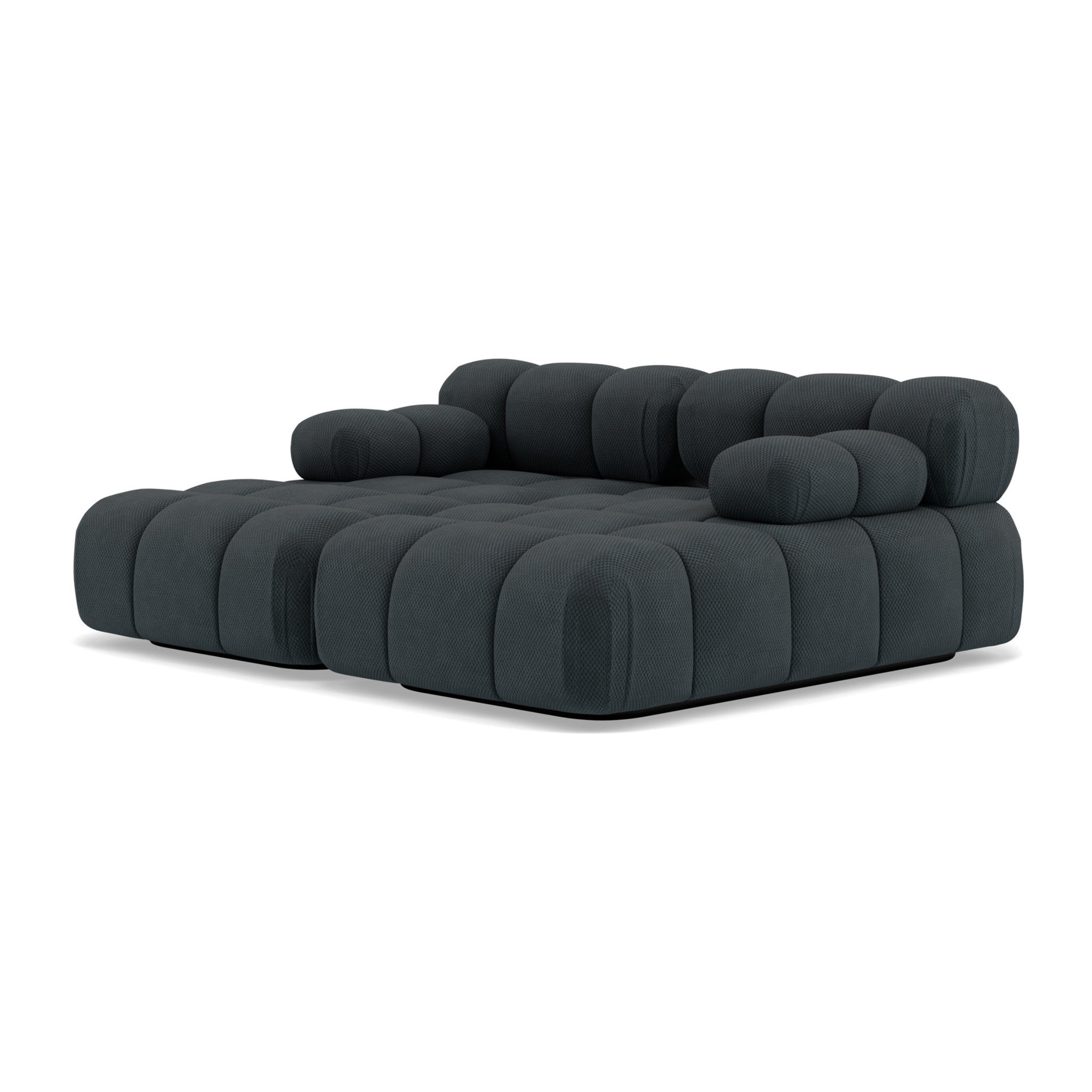 Ruby - canapé droit 4 places avec double méridienne - assise profonde - en velours texturé - Noir