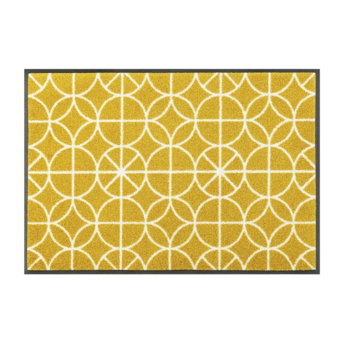 Paillasson 50x75 tissé motif rétro-vintage HETTA jaune