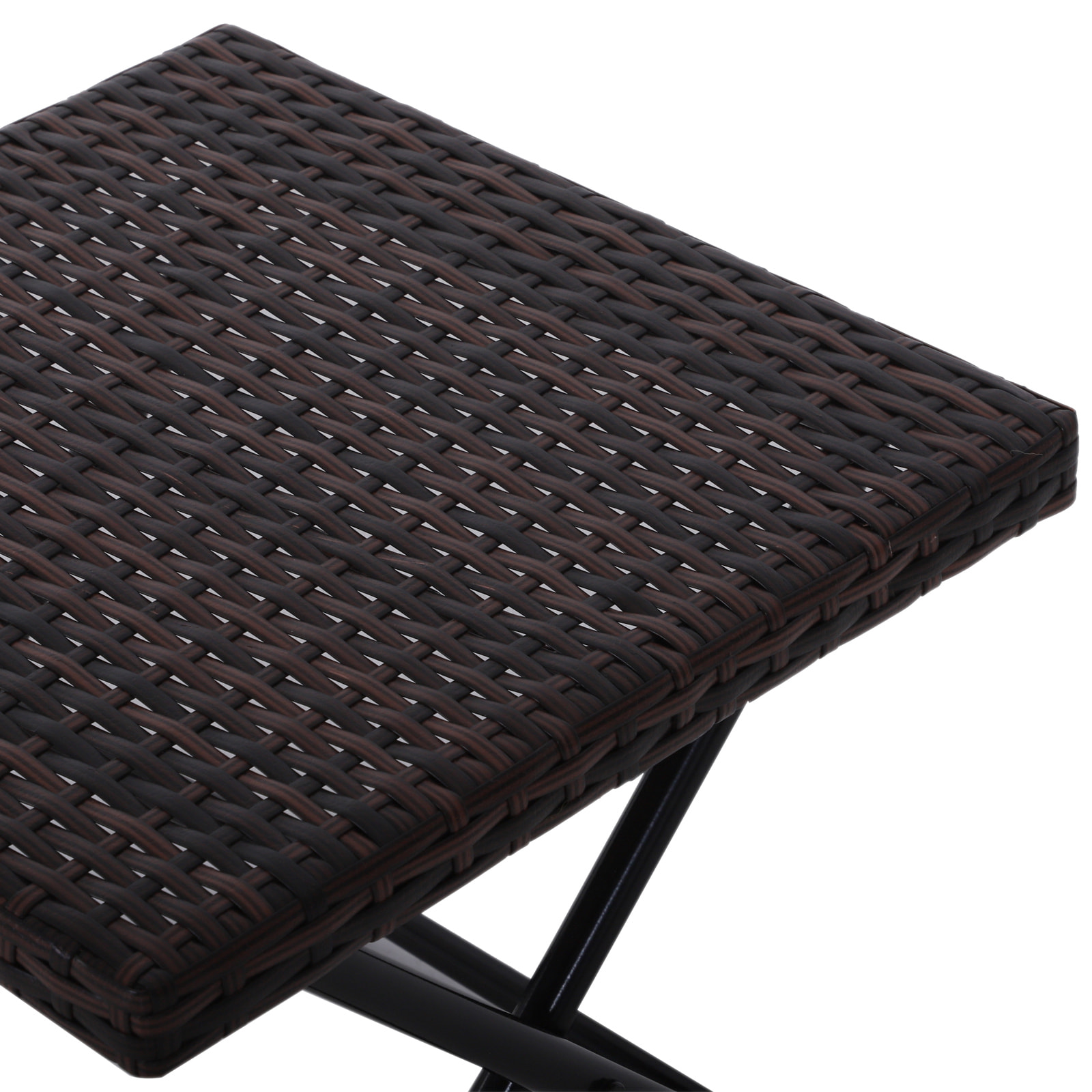 Table basse pliable de jardin style cosy chic dim. 40L x 40l x 40H cm métal époxy résine tressée imitation rotin marron